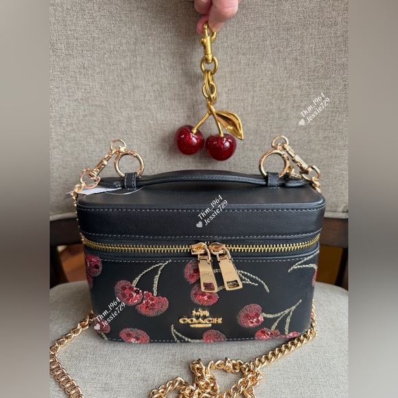 NWT！3PCS COACH Cosmetic Case Crossbody With Cherry Print（CDC13）fast shipping